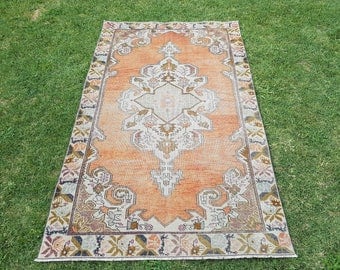 Oushak Rug, Turkish Rug, Vintage Rug, Area Carpet, Anatolian Rug, Low Pile Rug, Home And Office Rug, 4'6''x7'5''/ 139 x228cm, Handwoven Rug,