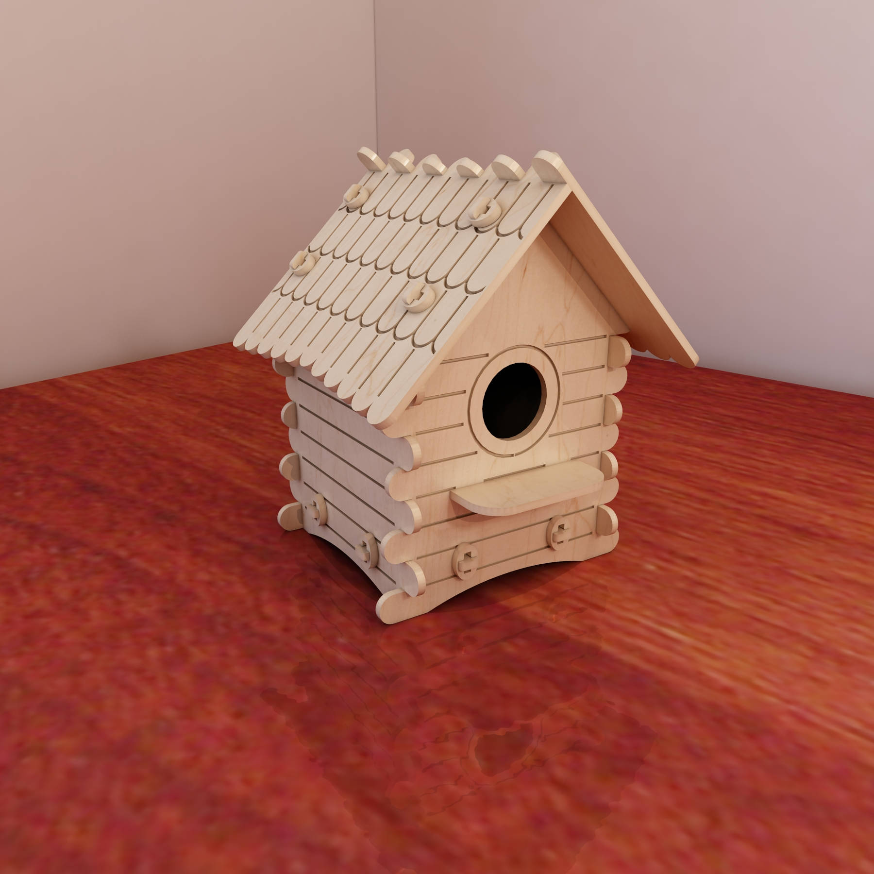 Great wooden birdhouse pattern. Vector plans for CNC router