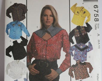 McCalls 6758 Women's western top pattern
