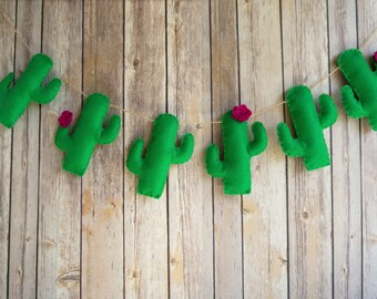 Cactus Garland - Felt Cactus Decor- Cactus Room Decor - Photo Prop-Cactus Nursery - Birthday Garland - Western Garland - Felt Garland