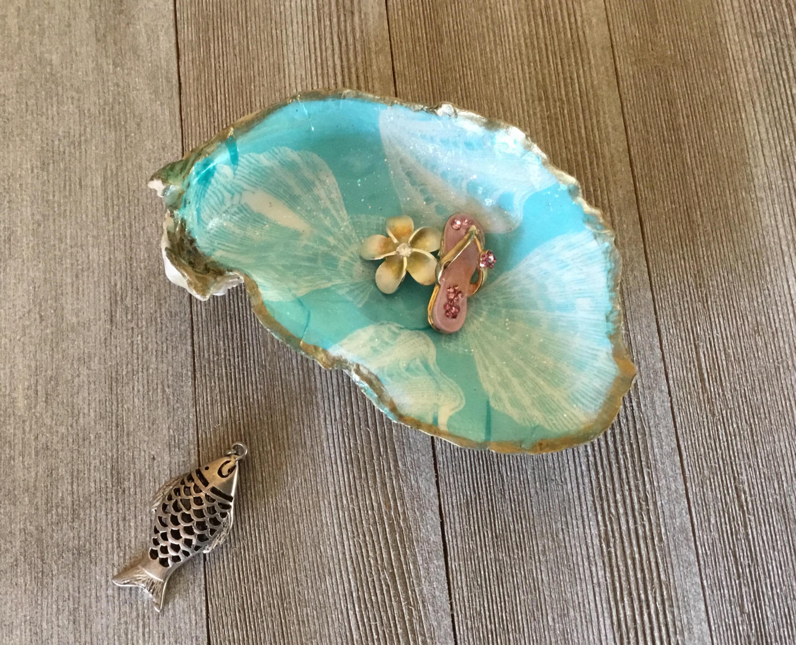 oyster shell ring dish teal and gold wedding ring holder aqua ring dish painted shell coastal accent decor valentines day gift for wife - Wedding Ring Dish oyster shell ring dish teal and gold wedding ring holder aqua ring dish painted shell coastal accent decor valentines day gift for wife - Wedding Ring Dish