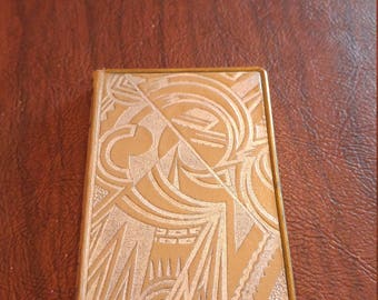 Unique Vintage Mondaine 1920's-1930's Powder/Mirror and Rouge Compact, Vanity "Book" Dual Compact With Beveled Mirror