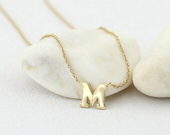 14k Gold Initial Necklace / Personalized Initial Necklace / 14k Gold Letter Necklace / Single Initial Necklace / Personalized Gift