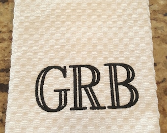 Waffle Weave Monogrammed Kitchen Towel-Custom Housewarming Gift-Custom and Personalized Realtor Gift