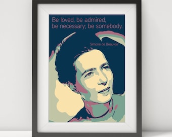 Simone de Beauvoir Literary Poster Print Great Writer Feminist