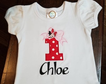 2nd Birthday Shirt, Minnie Mouse Birthday Shirt, 2 Bow Birthday Shirt, Monogramed Birthday Shirt, Personalized Birthday Shirt, Girls Shirt
