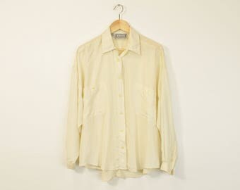 Cream silk blouse | Etsy