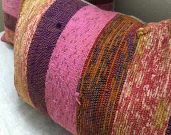Turkish-style Mexican Multi-Colored Pink Kilim Pillow Cases