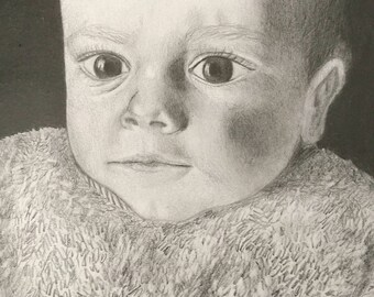 Custom portrait, hiperrealistic, realistic handmade, pencil drawing, wedding gift, baby shower, first birthday, gif