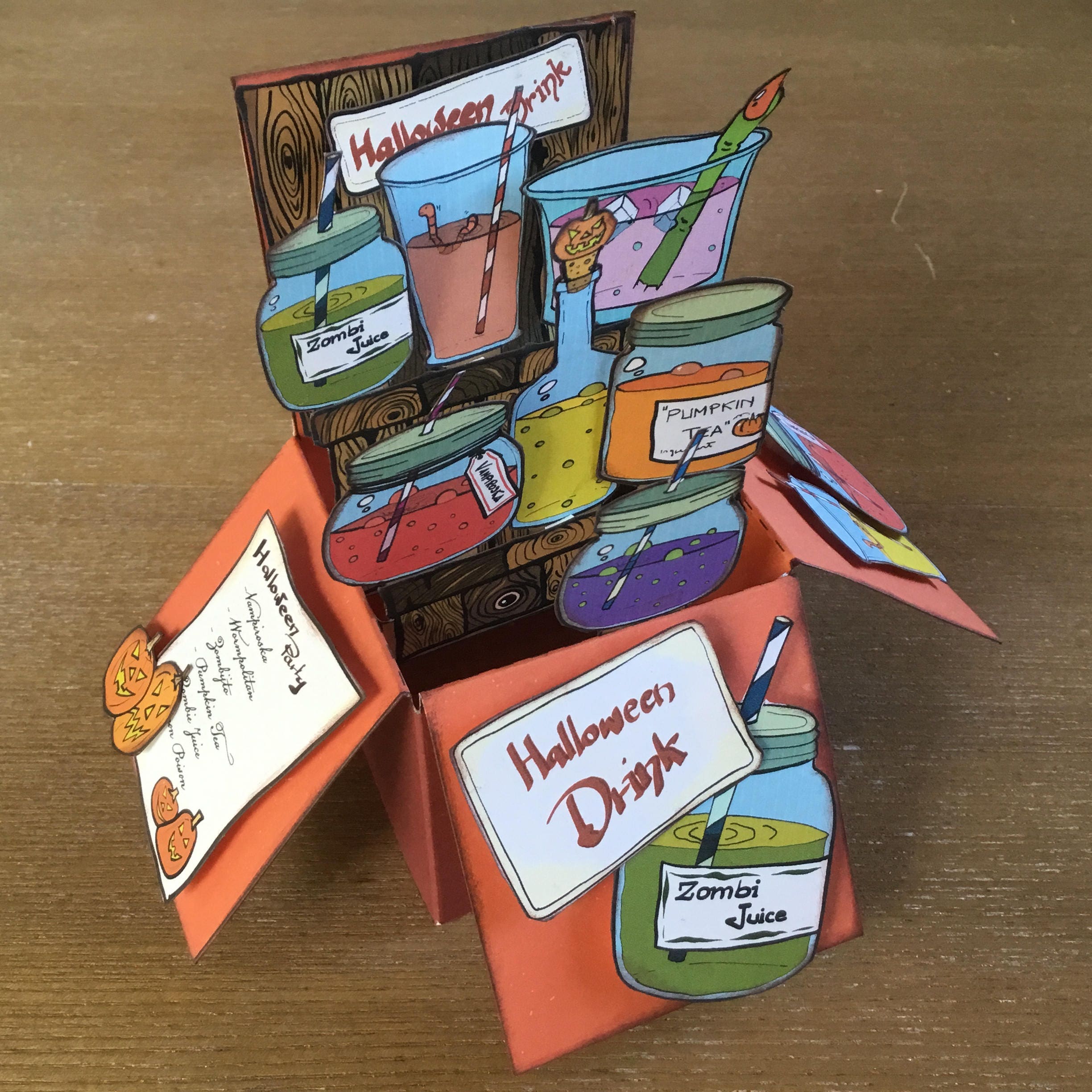 Halloween Drink Card Template for 3D Card Make a Card