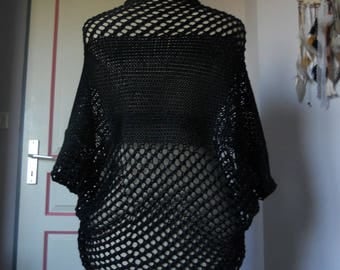 Black glitter yarn hand knitted Bolero