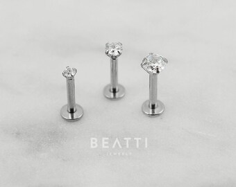Tiny 2mm/3mm/4mm CZ stud Tragus Earring/Labret/Flat Back/Cartilage earring/Tragus stud/Internal thread/Helix/conch/Lip rings/Monroe/
