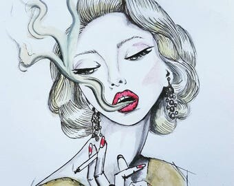 Superblonde A4 watercolour Fashion Illustration