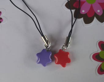 Polymer Clay Red/purple Star cell charms