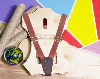 Mens suspenders leather, brown black suspender, Leather suspenders for wedding, Crocodile suspenders, Gift for guy friend husband