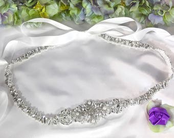 Stunning Full Length All the Way Around Clear Crystal Wedding Belt, Bride sash, Bridal Belt, Wedding Sash, Wedding Accessory, Extra Long