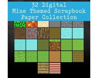 12x12 Printable Mine Themed Digital Scrapbook Paper Collection 1