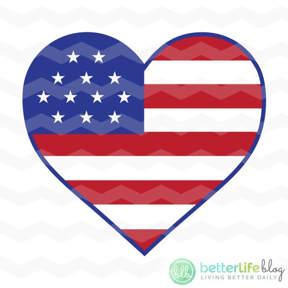 Download Flag Heart SVG File American Flag SVG USA Heart dxf