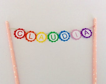 Personalised cake topper, Rainbow cake topper, Name cake topper, Rainbow name topper, Rainbow birthday topper, Rainbow cake banner, Rainbow