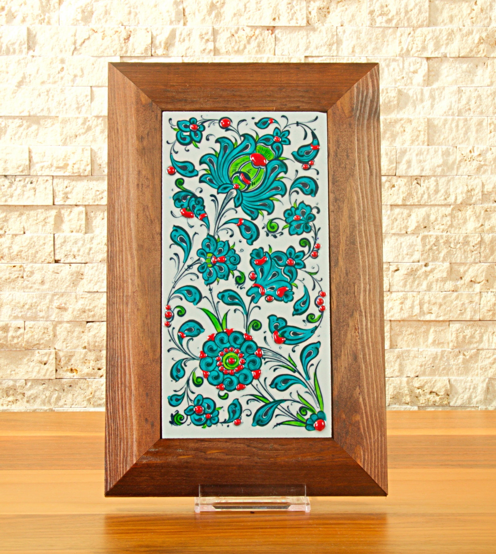 Handmade Handpainted Turkish Ottoman Design Wall Art Ceramic