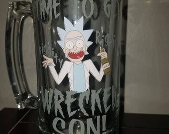 Rick and Morty getting wrecked beer mug!!!