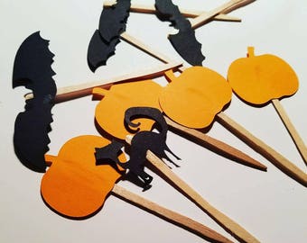 Cupcake toppers. Halloween cupcake toppers. Halloween birthday party decor. Halloween party. Halloween decorations, Halloween cake toppers