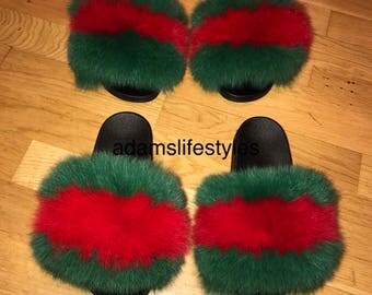 gucci fluffy slides