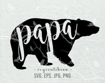 Papa Bear SVG Daddy Dad File Silhouette Cut File Cricut Clipart Print Design Template Vinyl wall decor sticker transfer Shirt Design Bear