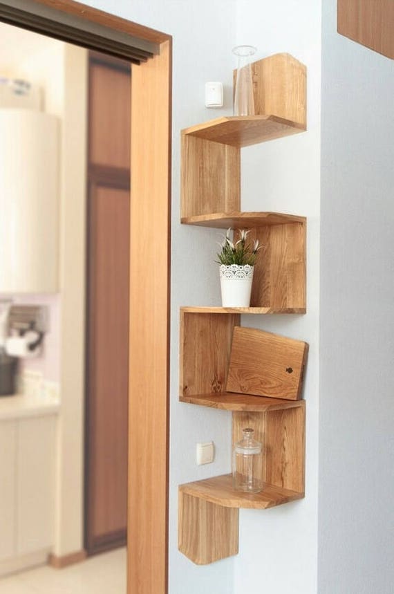 Wood Wall Organizer Book Shelf Shelving Entryway