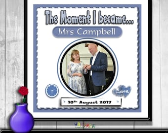 Wedding Moment Time Stood Still, Personalised Digital Download, Printable Photo Wall Art, Marriage Announcement, Wedding gift, Memory page