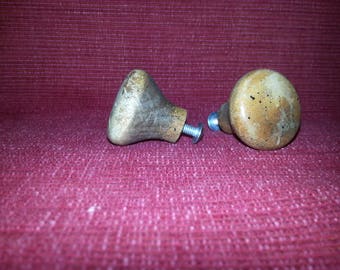 Antique Vintage Wood Drawer Knobs Pulls Cabinet Furniture Hardware Set Of 2