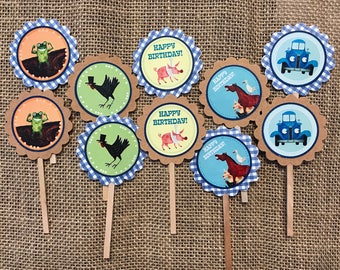 12 Little Blue Truck Cupcake Toppers