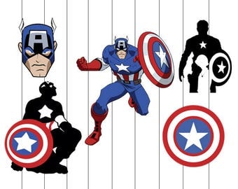 INSTANT DWNLOAD- captain America svg, clipart, avengers svg, eps, png, dxf, stencils, decal, vinyl, silhouette, vector, printable, image,