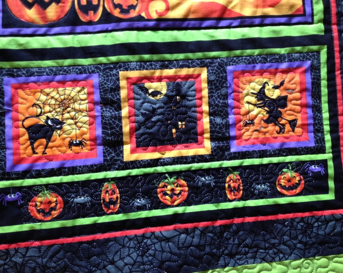 Handmade Reversible Halloween, Thanksgiving and Fall Quilted Table Runner - Wall Hanging - Door Hanging Decor - Housewarming Holiday Decor
