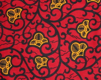 Red and yellow african fabric / African fabric by the yard / African fabric wholesale / African fabrics sale