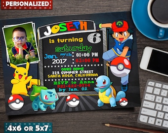 Pokemon Invitation- Pokemon Party- Pokemon Birthday Invitation- Pokemon Birthday Card- Pokemon GO Invitation- Pikachu Invitation- Pokemon