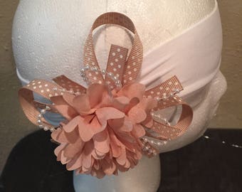 Peach / Apricot Hair bow/ headband