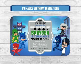 PJ Masks Birthday Invitations/DIY Printable Invites/4X6 0R 5X7/Party Invitations/Digital File/Disney/Kid Birthday Party Invites