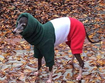 Dog Denton Convertible Hoodie, Italian Flag, Italian Greyhound, Italian Dog, Italian Greyhound Pajama With Hood. Dog Pajama
