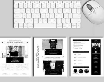 Blogger Media Kit Template | 3 Pages (Black and White) INSTANT DOWNLOAD!