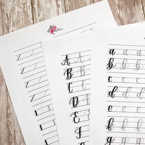 Modern Calligraphy Practice Sheets Bundle Brush Lettering