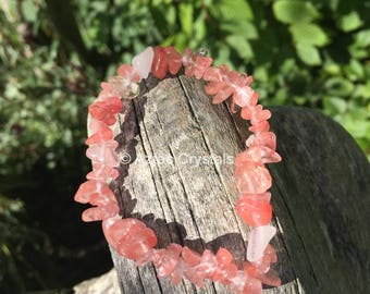 Cherry Quartz Reiki Crystal Bracelet
