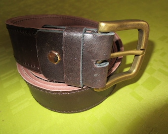 bronze brown leather and buckle belt