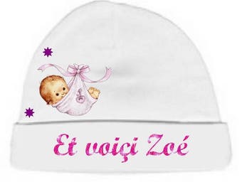 White baby Beanie here... personalized with name