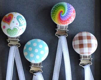 Pacifier/strap design "TRENDY MULTICOLOR" wood tie clip