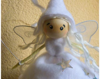 Fairy white /elfe /Fairy with magic wand to hardened string ornament / hanging fairy figurine / personalized gift
