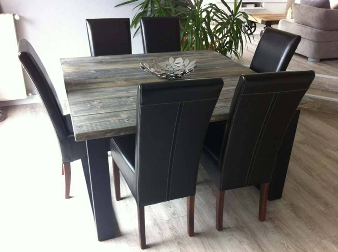 Meuble industriel table de salle à manger carré acier et bois