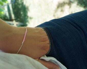 Silver fancy chain bracelet and seed beads