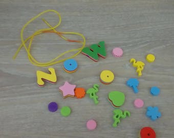 Set of 20 foam and wood beads number 2
