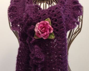 Blueberry mohair/silk yarn scarf